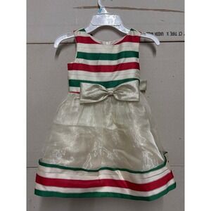Bonnie Jean Girls RED GREEN GOLD BOW Christmas Hipster Dress NWT Size 4/4T